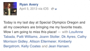 Ryan Avery leaving Special Olympics Oregon